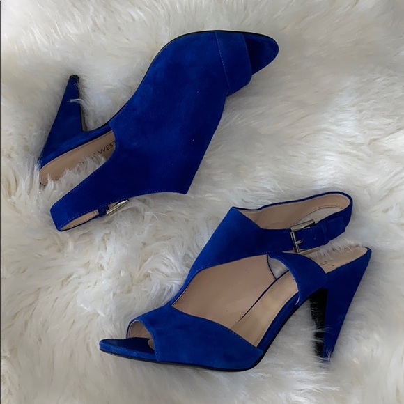 Nine West Shoes - Nine West Royal Blue Suede Cut-Out Sandals